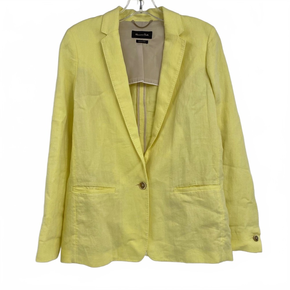 Massimo Dutti Yellow Linen Blend Blazer | Regular 4